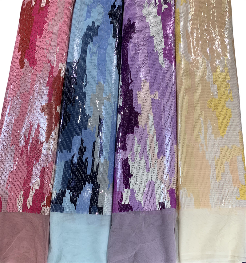 Fabricantes de telas de camuflaje geométricas industria pesada telas de sequilla vestido diario de moda espectáculo de ropa de banquete telas image 7