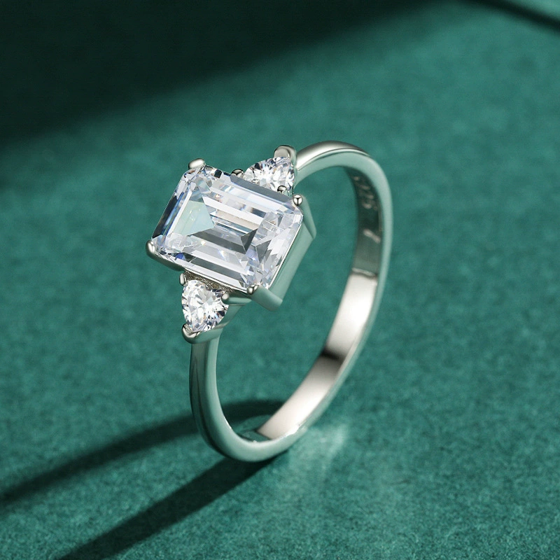 摩典 Wedding ring, universal zirconium, European style, silver 925 sample, Korean style, light luxury style
