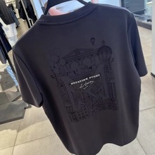 原创设计2025夏季新款时尚刺绣城堡宽松街潮套头情侣T恤短袖潮男