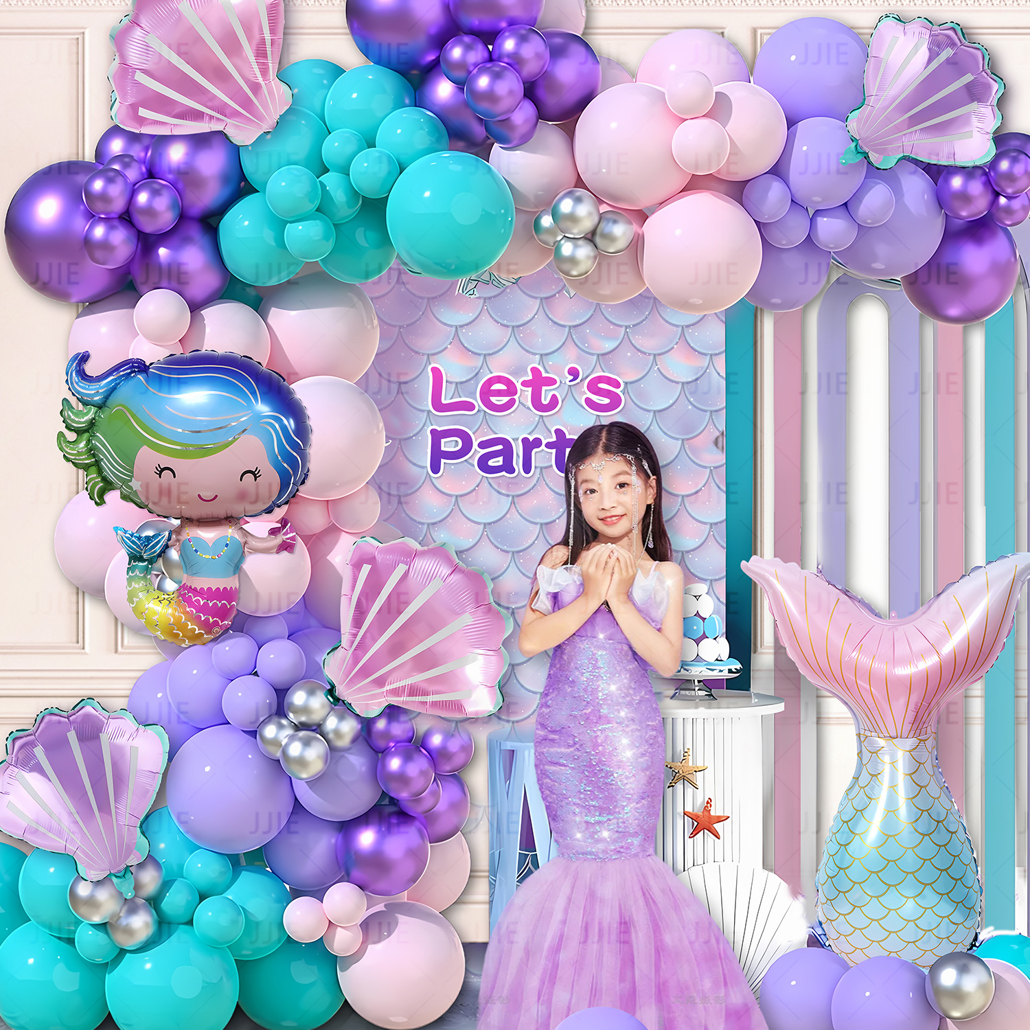 Amazon sirena cadena de globo cola sirena set de globo mar temático fiesta decoración para niños