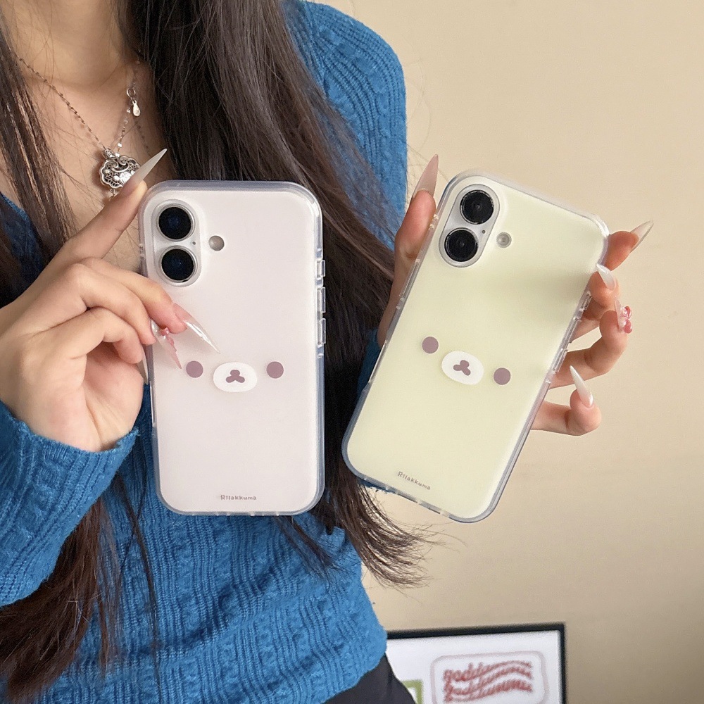 Expresión de oso lindo de dibujos animados simple para Apple 16ProMax funda para teléfono móvil 15 Apple 14 pareja 13 colgante