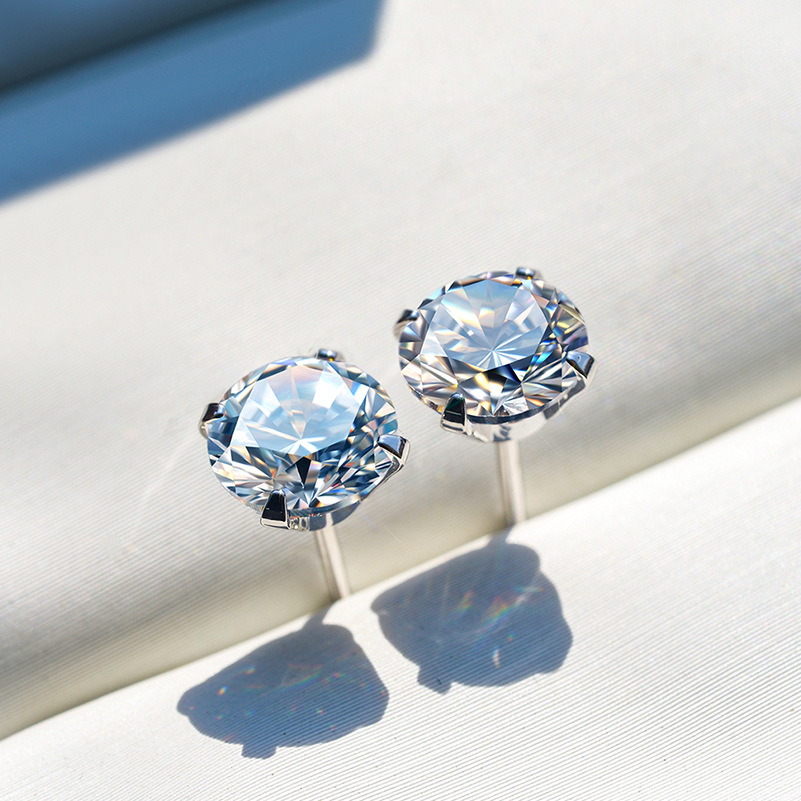 Simple Style Round Stainless Steel Inlay Zircon Ear Studs 1 Piece