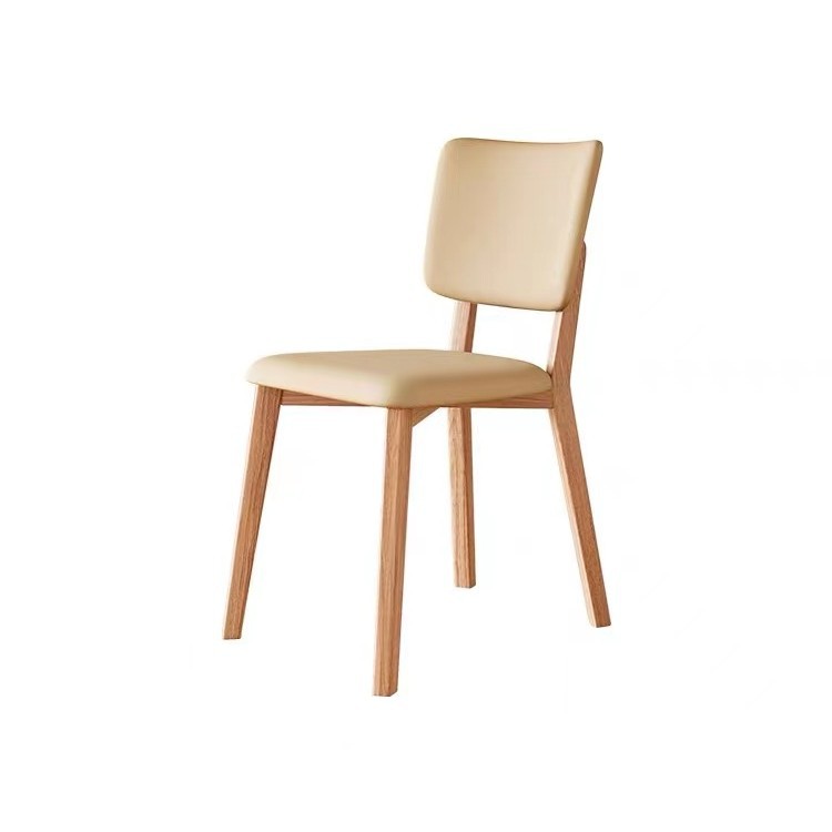 Sillas de comedor de madera maciza, sillas de mesa de comedor modernas y simples, taburetes de cuero nórdicos de restaurante japonés.