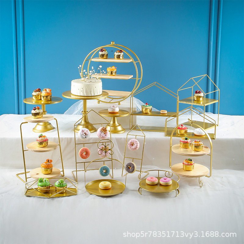 Fiesta de postre de hierro forjado europeo decoración de mesa de postre pastel bandeja de comida fría de té de la tarde refrigerio estante de pastel