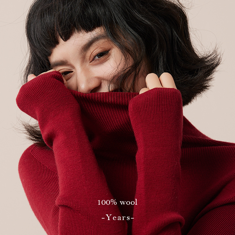 Heartwarming and Thickened | Australian Merino Wool Seamless Turtleneck Base Layer Warm Knit Sweater, Versatile for Winter, Inner Wear for Women