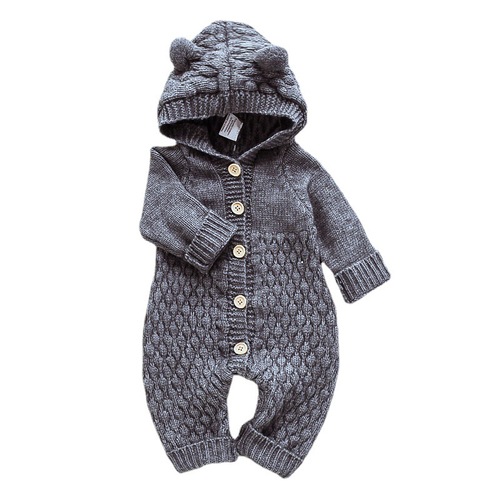Baby Knit All-in-One Bodysuit Spring and Autumn Newborn Clothing Unisex Baby Knitted Sweater Cute Warm Crawling Suit