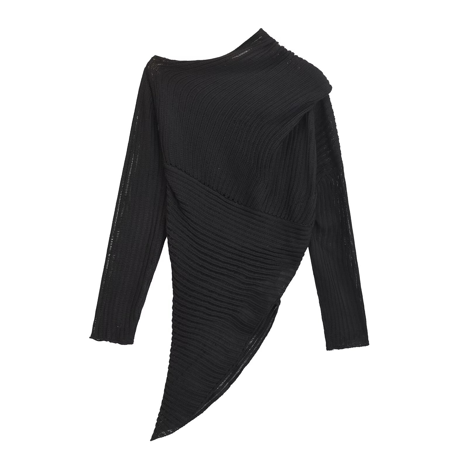 Oh, women's clothing 2024 summer new item asymmetric mesh perspective sexy knitting on top_voghion.com