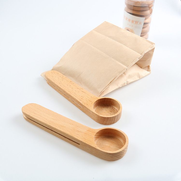 日式无漆咖啡豆量勺实木勺子食品夹子创意夹子家用厨房用品|undefined