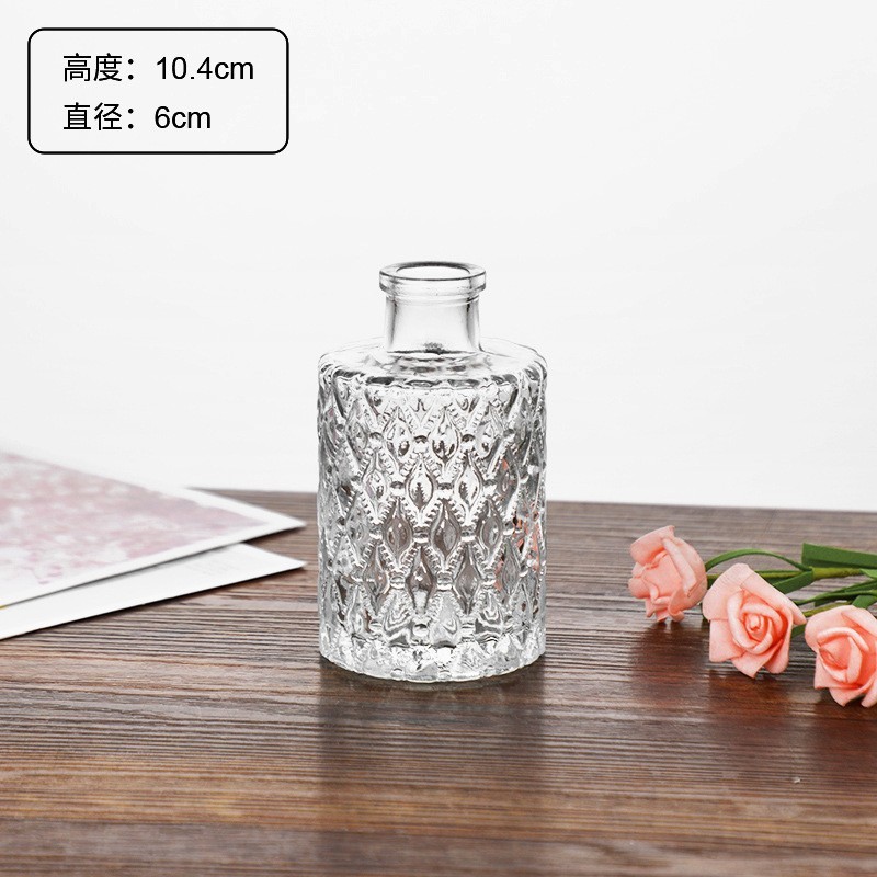 外国貿易卸売ライト高級ハイエンド小さな花瓶セットレトロレリーフフラワーアレンジメント装飾品透明ガラス花瓶|undefined