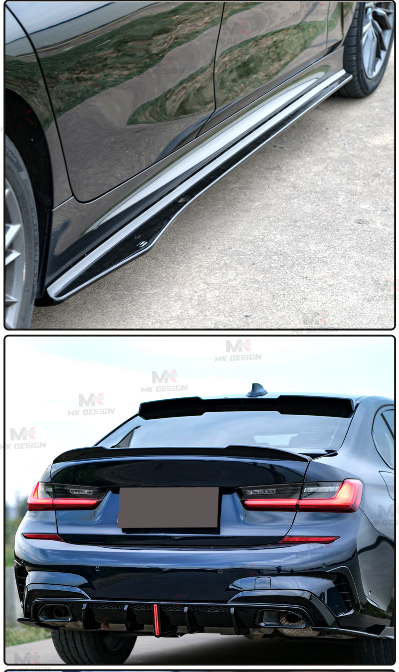 Suitable for Bmw 3 Series G20 G28 Early Abs Glossy Black Front Shovel Side Skirt Rear Lip Surround Front Lip Rear Wing