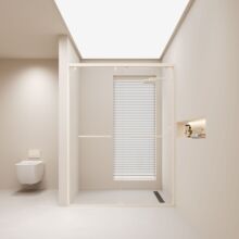 日丰奶白色一字型双移门淋浴房浴室隔断下沉式卫生间洗澡玻璃门