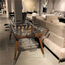 高端会所豪宅别墅实木钢化玻璃标准桌上足球机意式双人桌上足球机