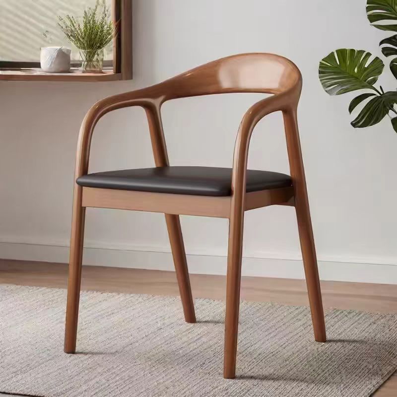 북유럽 솔리드 우드 다이닝 의자 로그 슈마이트 의자 간단한 홈 안락 의자 협상 등받이 책상 의자 레저 의자