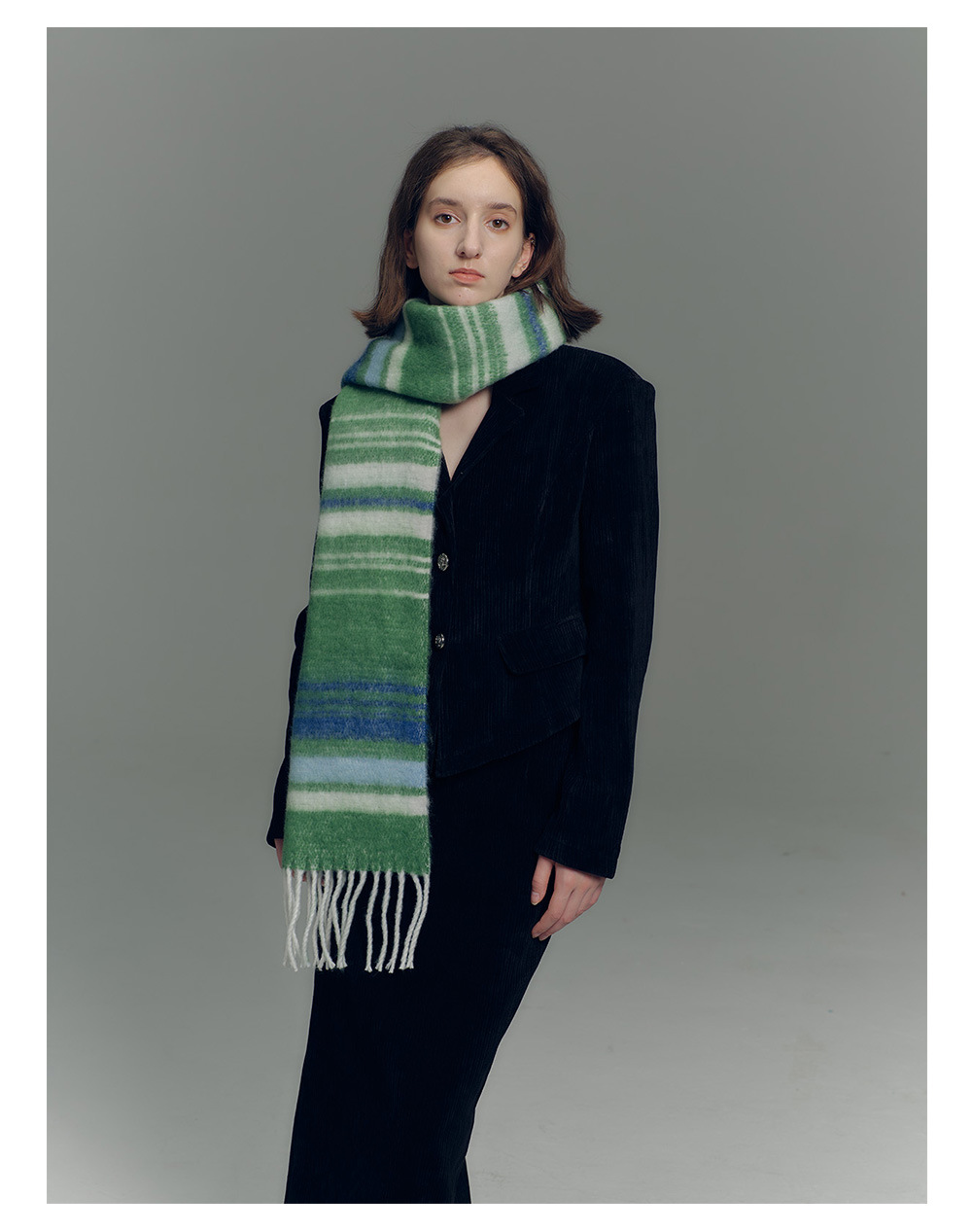 Sciarpa a righe design uomo e donna in morbido finto cashmere_voghion.com