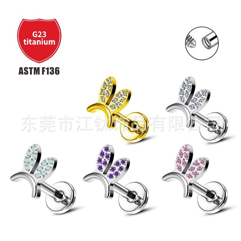 Pointed titanium steel lip stud product view