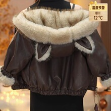 女童加绒外套秋冬2025新款儿童百搭连帽上衣韩版女孩加厚皮衣洋气