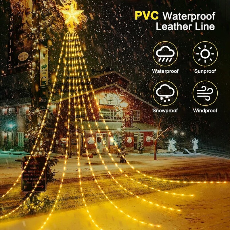 Cross-Border Solar-Powered Christmas Tree Waterfall Lights Led Outdoor Waterproof Holiday Decoration Lights Garden Ambiance Lighting Cross-Border Solar-Powered Christmas Tree Waterfall Lights Led Outdoor Waterproof Holiday Decoration Lights Garden Ambiance Lighting