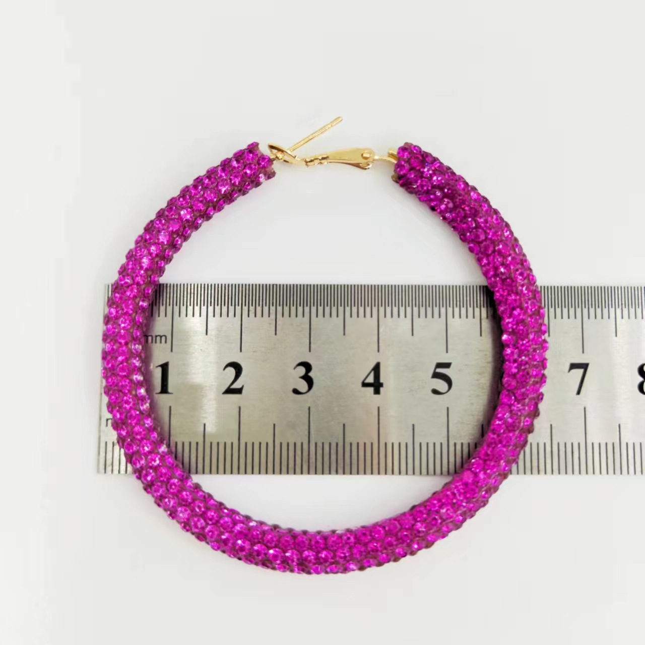 Rhinestones Inlay Material 1 Pair Vacation Circle Colorful Color Block Alloy Rhinestones Hoop Earrings