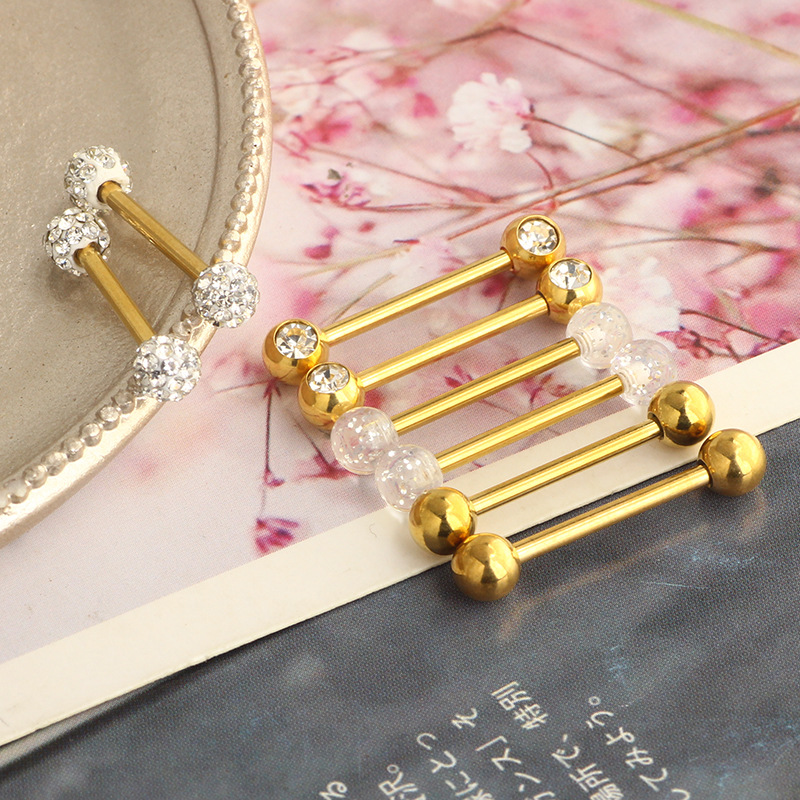 Stainless Steel Star Tongue Ring Set - Rose Gold Body Piercing Jewelry for Tongue, Nipple, and Breast detail image 11
