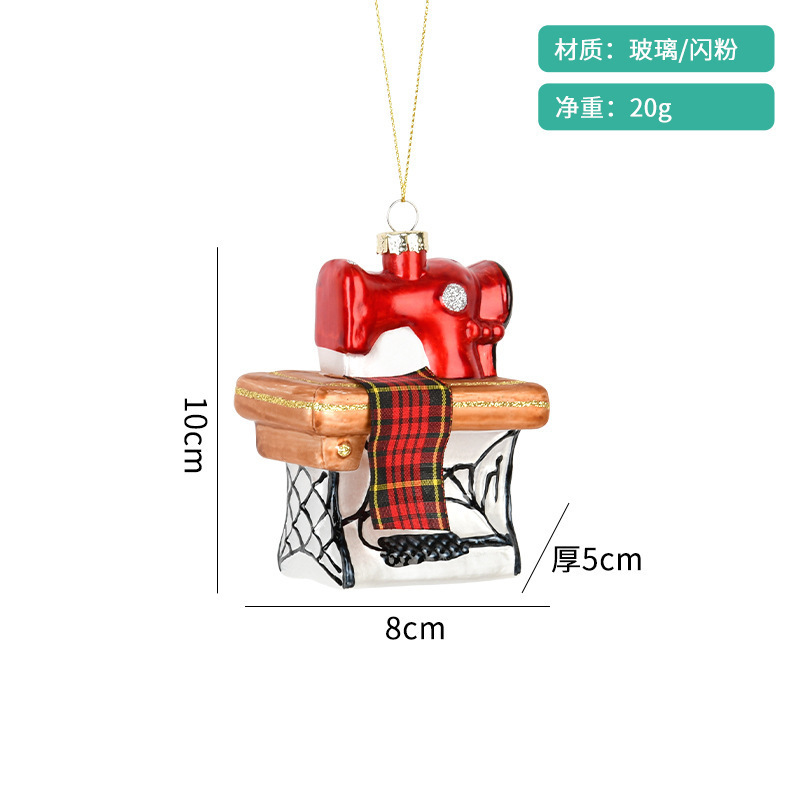 クリスマス装飾品クリエイティブ偽自動車かばんカメラ小吊りガラス彩色クリスマスツリー装飾ストラップ|undefined