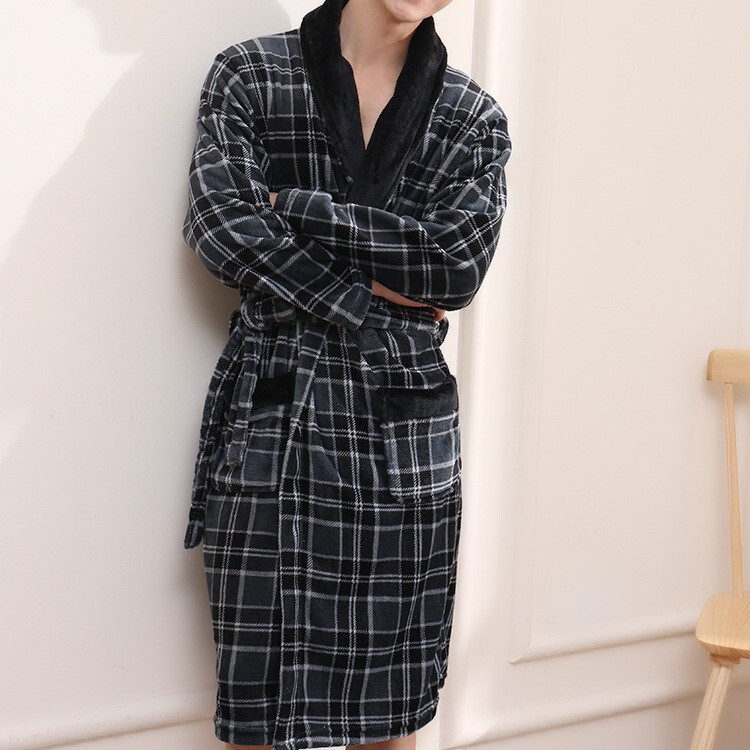 Spring and Autum Couple Nightgown Women's Coral Velvet Bathrobe Men's Dad and Mom Dressing Gown Pajamas Lace-Up Sexy Bathrobe Winter