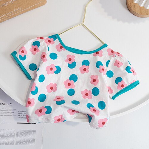 Children's clothing girls  new summer clothing baby girl Korean style small flower T-shirt children's short-sleeved flower top summer T-shirt
