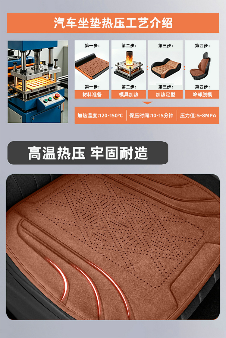 Faux Suede Seat Cushion, Small Waist-Shaped Seat Cushion, Car Seat Cushion, Perforated Breathable Half-Cover Cushion, All-Season Car-Specific Seat Cover