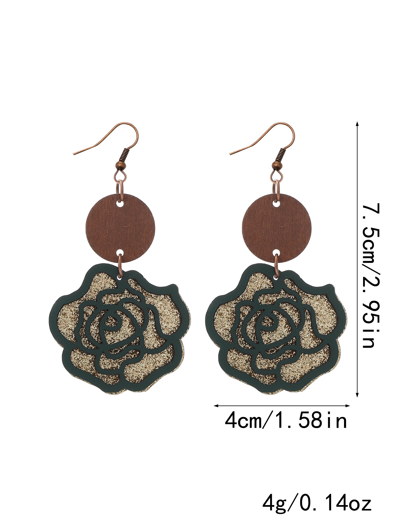 1 Pair Retro Flower Pu Leather Drop Earrings display picture 8
