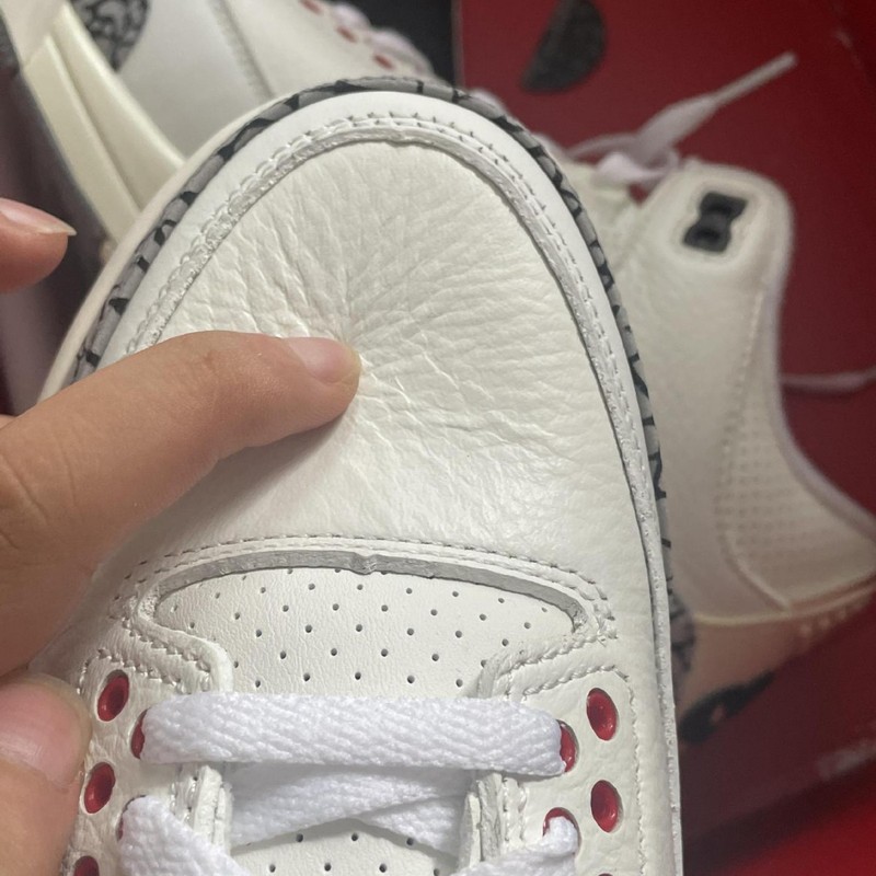 莆田靴純正オリジナル牛革本革バスケットボールシューズ男性と女性のための Air AJ3 ホワイトセメント共同ブランドレトロスポーツシューズ|undefined