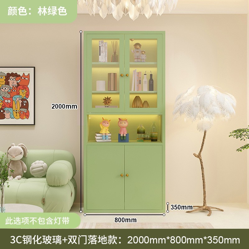 钢制书柜玻璃门防尘书架简约现代铁艺置物柜客厅储物柜家用展示柜|undefined