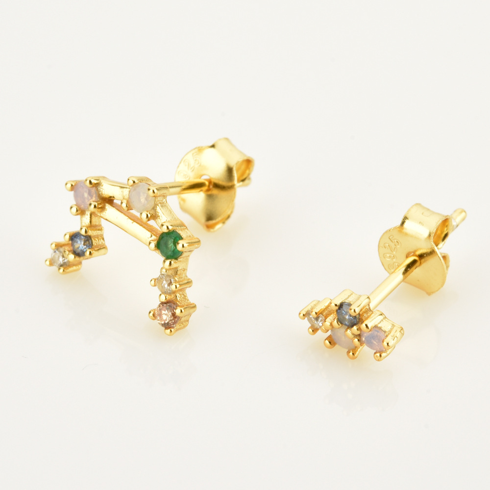 Daily, Street Occasion 925 Sterling Silver Material 1 Pair 925 Sterling Silver Constellation Ear Studs