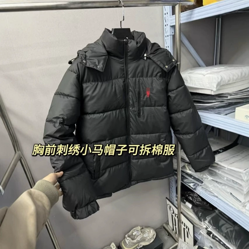 2024 зимняя новая вышивка боевая лошадь с капюшоном хлопковая одежда для пар свободных и толстых ветрозащитных ребрышков