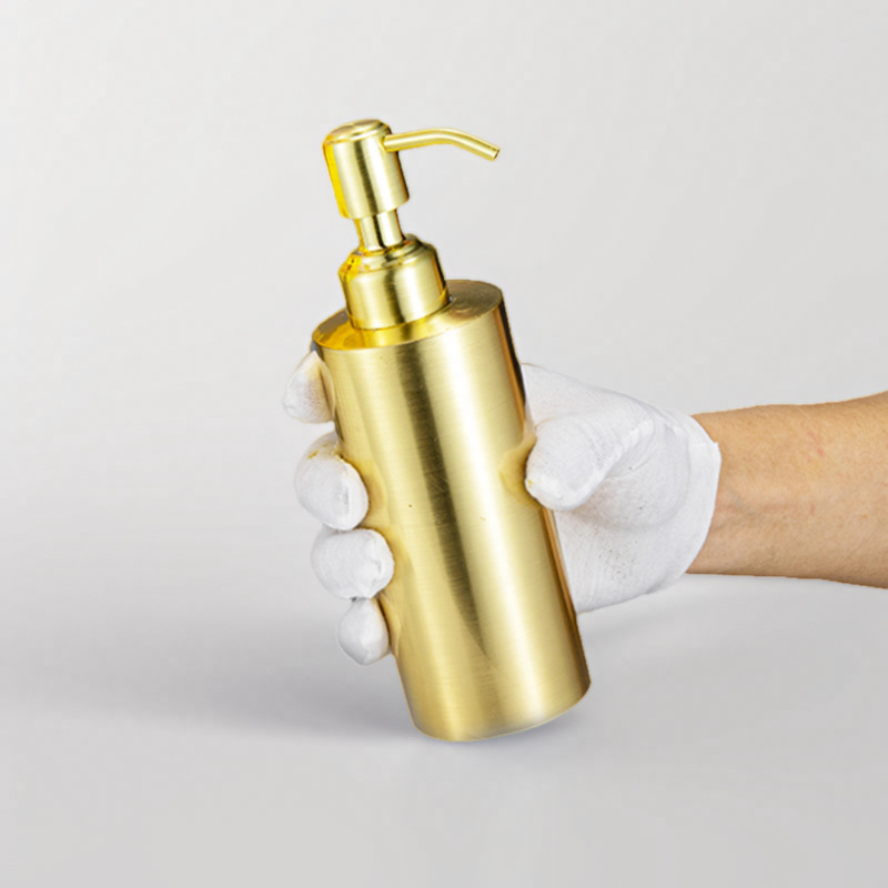 Desinfectante de manos botella de prensa 304 de acero inoxidable Champú gel de ducha botella vacía botella de loción prensa sub-botella de oro
