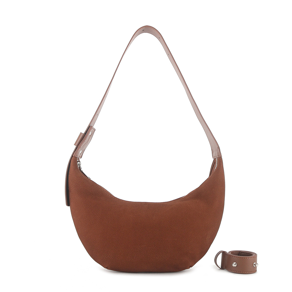 Women's Autumn/Winter New Maillard Retro Commuter Crescent Bag Top Grain Cowhide Underarm Shoulder Crossbody Hobo Bag - Thumbnail 5