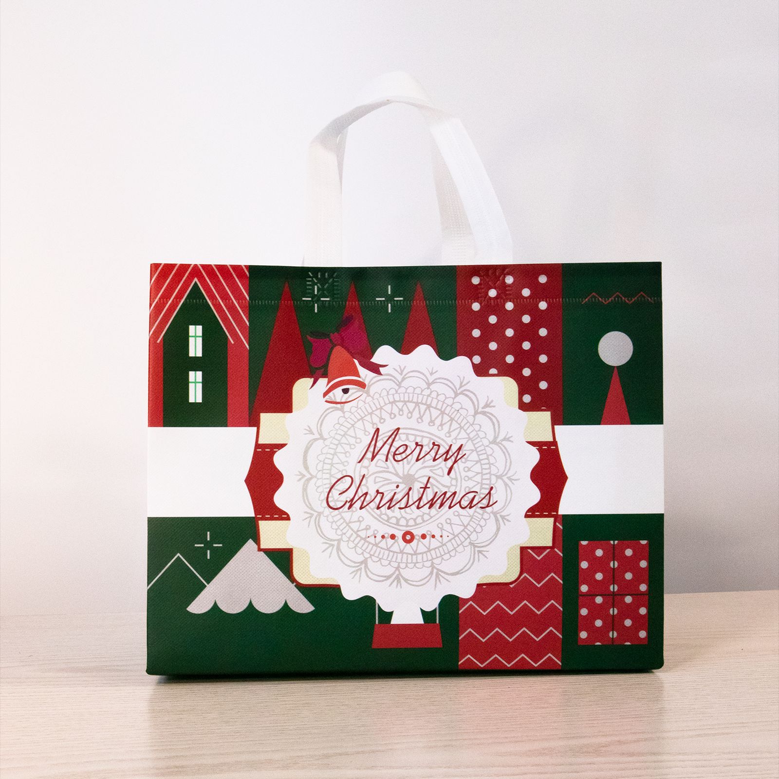 Linhai spot bolsa de regalo de Navidad láser de Santa Claus bolsa no tejida bolsa de película de Navidad bolsa de regalo de fiesta