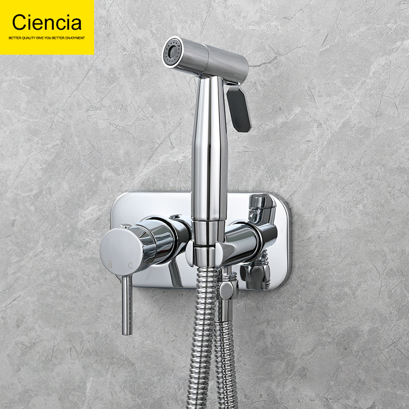 Oculta inodoro a presión pistola traje caliente y fría de las mujeres boquilla limpiador negro aseo socio lavado a presión pequeña ducha