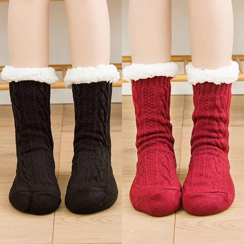 Amazon socks floor socks indoor socks home socks slippers socks fleece-lined thick autumn and winter snow socks