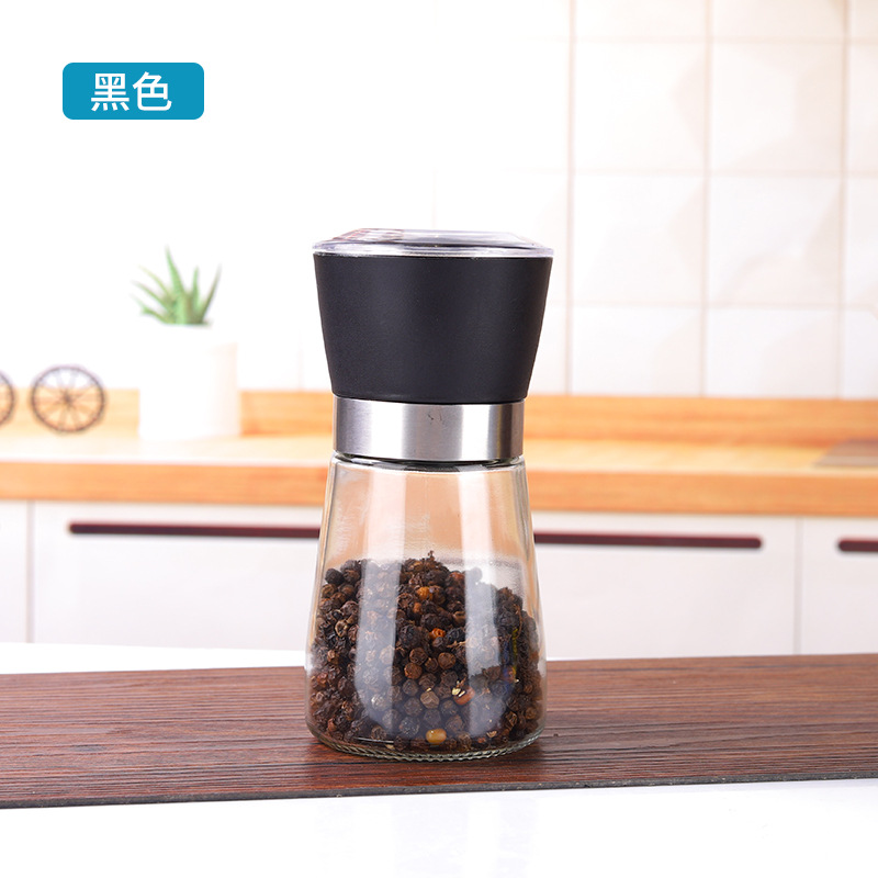 Molinillo de vidrio Cónico manual de pimienta Molinillo de sal gruesa Botella de molienda manual portátil
