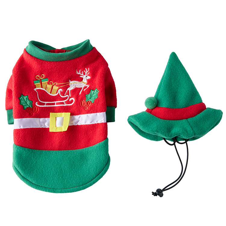 Christmas Pet Costumes New Transformation Outfits Halloween Elf Sets Autumn Winter Dog Clothing For Pets_voghion.com