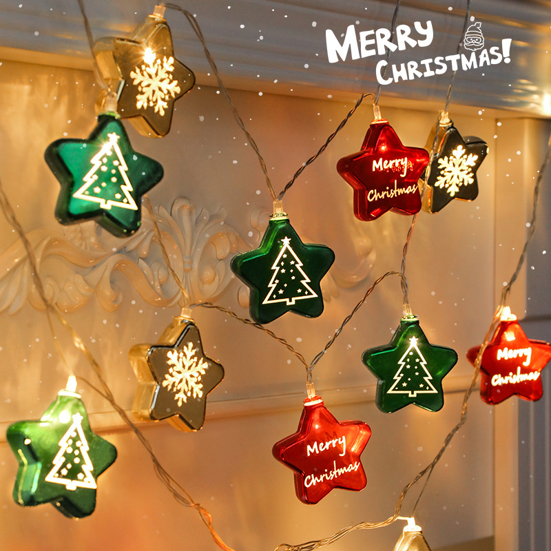 Lámpara de estrella LED Cadena de luz cálida Decoración de jardín Luz de cadena USB Lámpara de Navidad Iluminación de habitación Caja de batería Lámpara de estrella