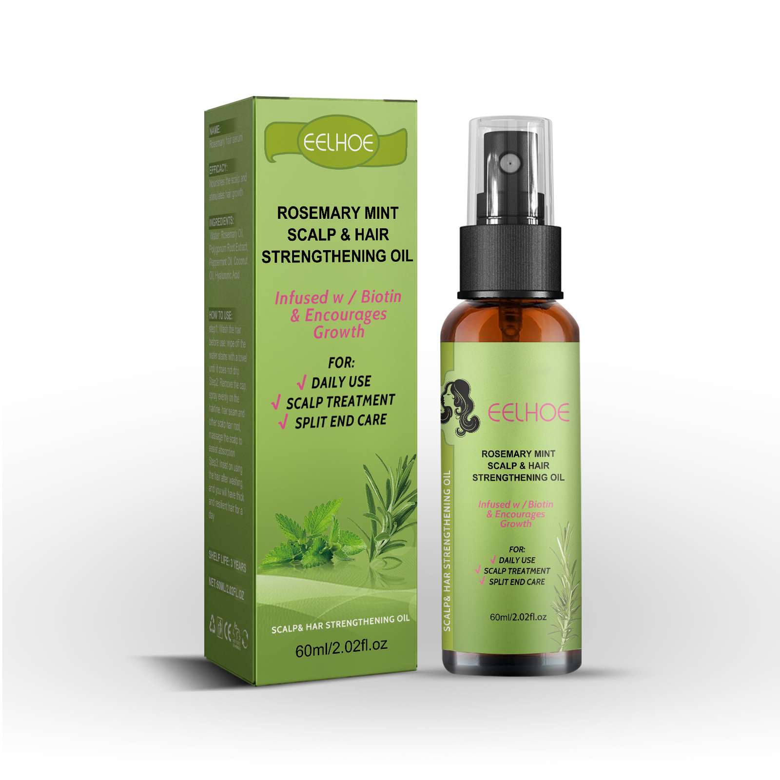 EELHOE Rosemary Dense spray Moisturizes Roots, Restores Gloss, Increases Elasticity, Prevents Hair Loss and_voghion.com