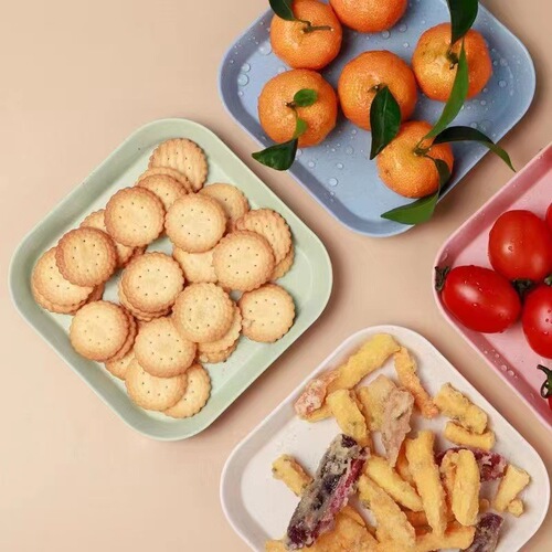 Wheat Straw Square Boneless Snack Tray Home Dried Fruit Plate Fruit Vegetable Plate Plastic Dinner Plate Small Plate Wholesale