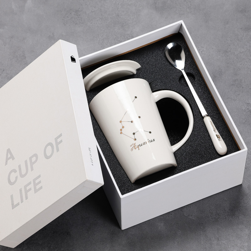 12 12 tazas de cerámica constelación tazas de agua tazas de tazas marcadas tazas de café con cubierta impresa LOGO