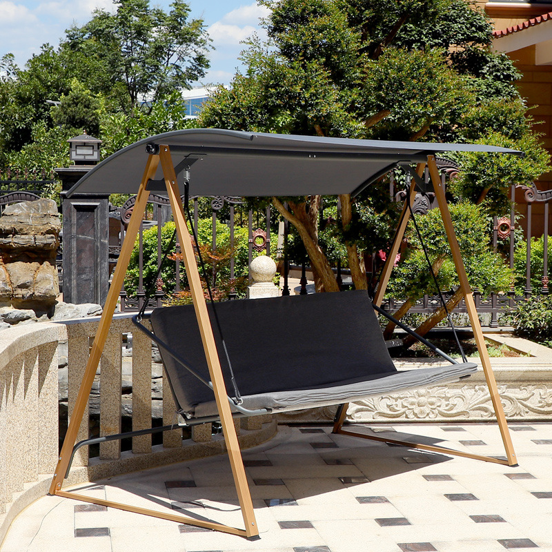 Sillón de patio al aire libre columpio al aire libre doble balcón casero silla de caña ocio mecedora hamaca de hierro forjado cuna