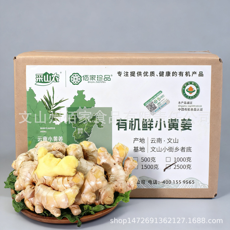 Organic Washed Fresh Ginger 500G/Box Yunnan Organic Fresh Small Yellow Ginger Supports Dropshipping and Direct Sales from the Place of Origin