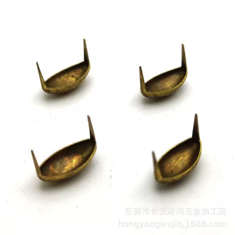 11*5.5*5mm 铜柳叶爪钉 虫子钉 叶子爪 两脚钉 蛋形铆钉 虫形爪珠