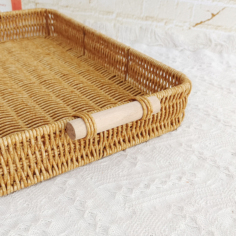 estilo japonés de caña pan de bocadillos refrigerios canasta de frutas imitación de caña bandeja casera sala de estar pastel pan fruta seca