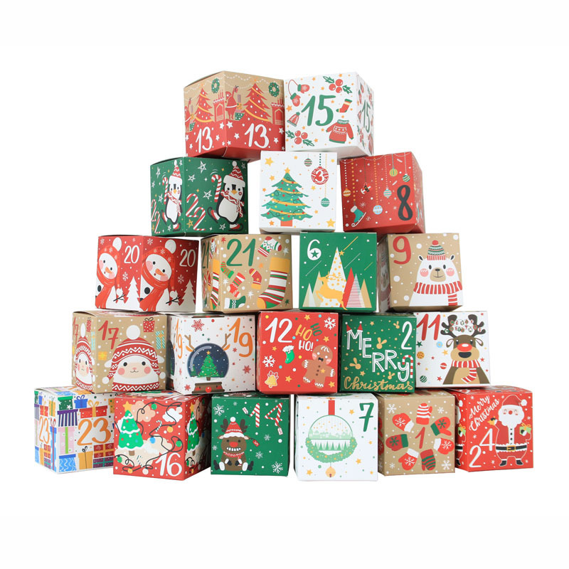 クリスマス降临カレンダー新作ギフトシュガーケース7cmクリスマス祭りシュガーケース1-24デジタル包装シュガー|undefined