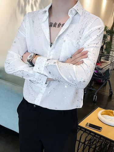 2025 Letter Long-Sleeve Shirt Japanese Hong Kong Style Instagram Loose Shirt for Men Summer Trendy Versatile Casual Jacket