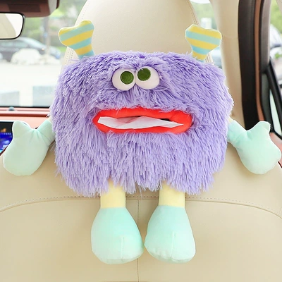 Car tissue box/set Car Seat Back Tissue Hanging - purple-little-monster